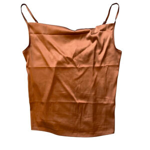 SHEIN Satin Slip Cami Tank | M (US 6) | Copper Rust, Adjustable Straps